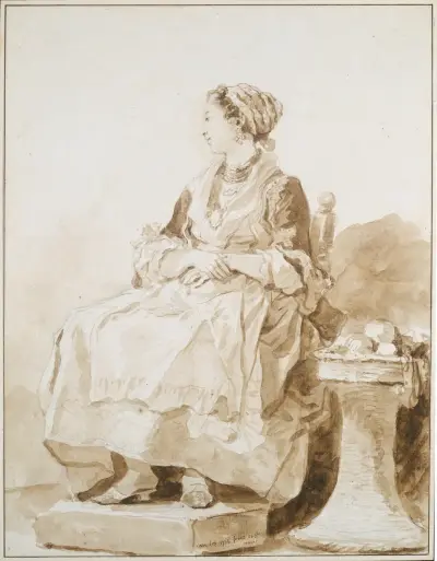Neapolitan Woman, sitting outside av Jean-Honoré Fragonard