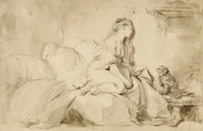 Oh! If Only He Were as Faithful to Me av Jean-Honoré Fragonard