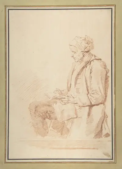 Seated Man Reading av Jean-Honoré Fragonard