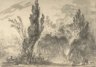 View of a Park av Jean-Honoré Fragonard