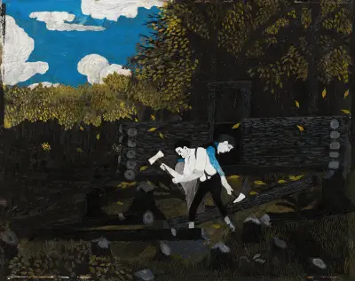 Abraham Lincoln and His Father Building Their Cabin on Pigeon Creek av Horace Pippin