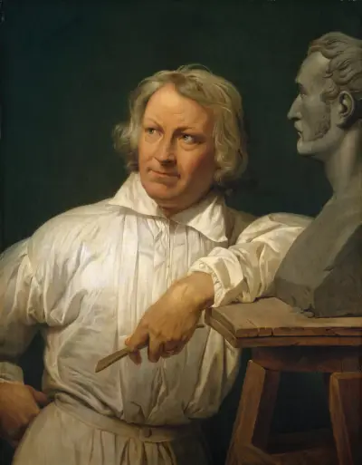 Bertel Thorvaldsen (1768–1844) med bysten av Horace Vernet av Horace Vernet
