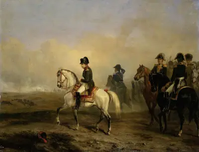 Kejsar Napoleon I och hans stab till häst av Horace Vernet