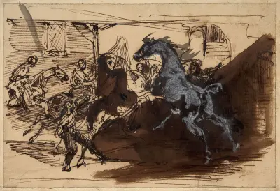 De fria hästarnas lopp i Rom av Horace Vernet