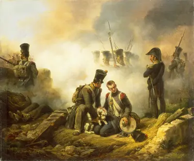 The Dog of the Regiment Wounded av Horace Vernet