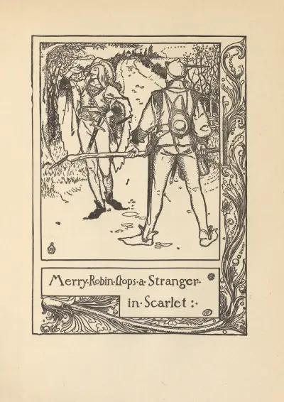 Merry Robin stoppar en främling i scharlakan av Howard Pyle