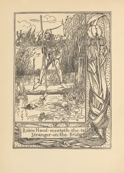 Robin Hood möter den långe främlingen på bron av Howard Pyle