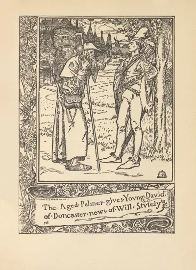 The aged Palmer gives young David of Doncaster news of Will Stutely av Howard Pyle