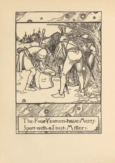 De fyra yeomanen har muntert spel med en kraftig mjölnare av Howard Pyle
