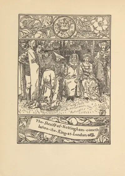 Sheriffen av Nottingham träder inför kungen i London av Howard Pyle