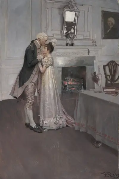 Washington And Nellie Custis av Howard Pyle