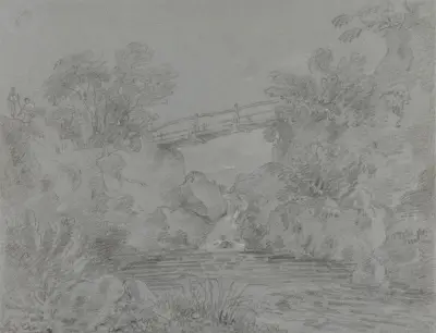 Bridge over Pool at Llanrwst av George Howland Beaumont