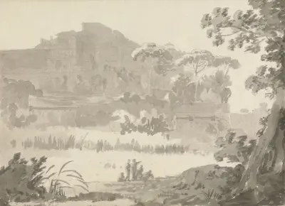 Vatican from the road to Ponte Mola av George Howland Beaumont