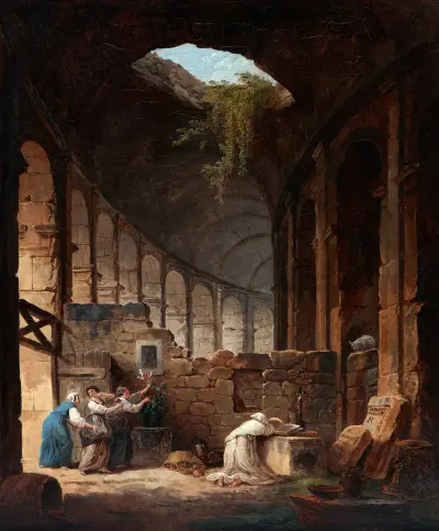 Hermit in the Colosseum av Hubert Robert
