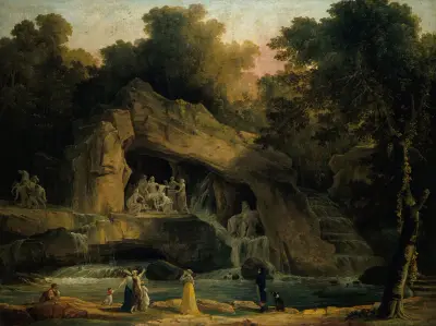 The Baths Of Apollo In Versailles av Hubert Robert