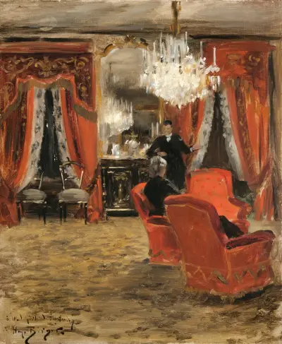 Interior from the Fürstenberg´s Home by Electric Light av Hugo Birger