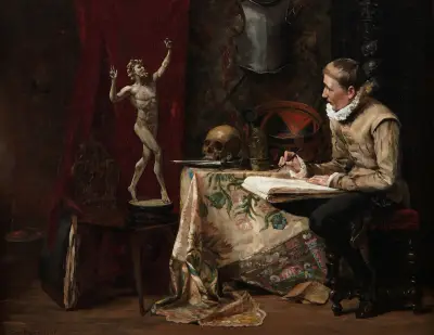 The Artist’s Studio, with Selfportrait av Hugo Birger