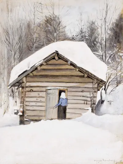Old Woman At The Sauna Door av Hugo Simberg