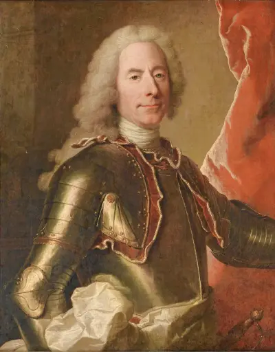 Portrait Of A Man Wearing An Armor av Hyacinthe Rigaud