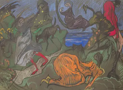 Composition with figures running around av Stanisław Ignacy Witkiewicz