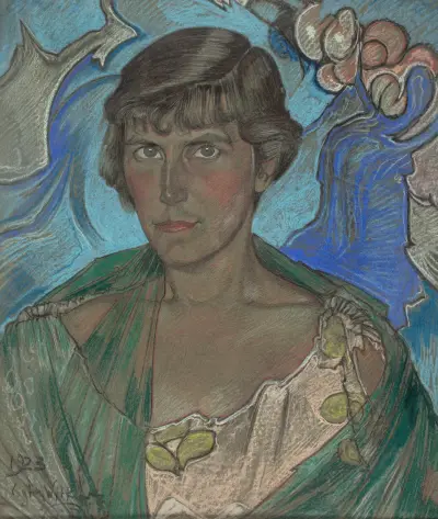 Portret kobiety w zielonym szalu av Stanisław Ignacy Witkiewicz