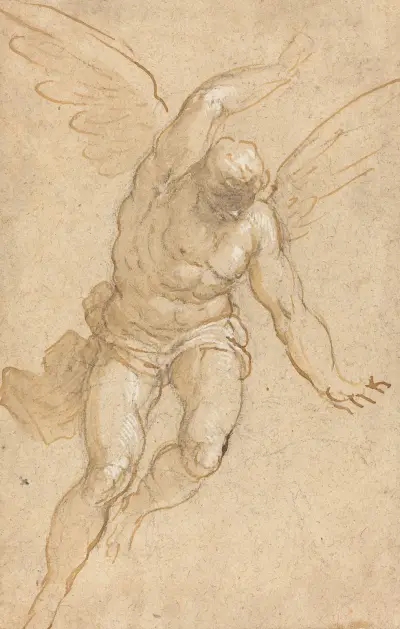 En flygande ängel av Jacopo Palma il Giovane