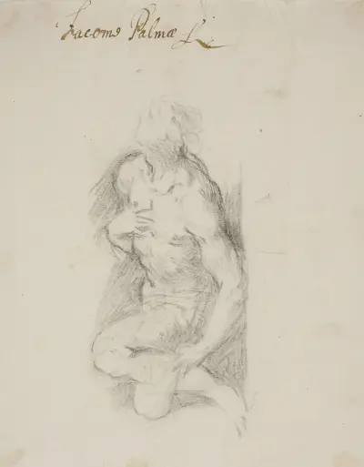 Den helige Sebastian, knäböjande av Jacopo Palma il Giovane