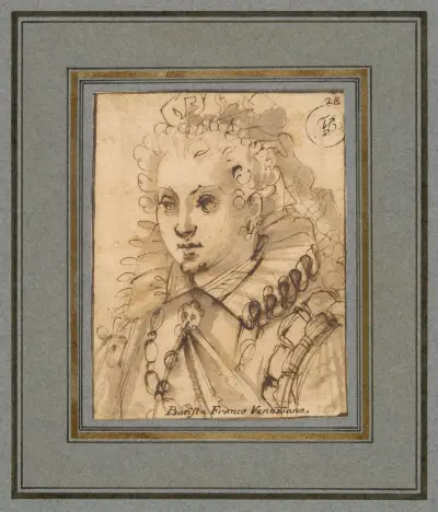 Porträtt av en dam av Jacopo Palma il Giovane