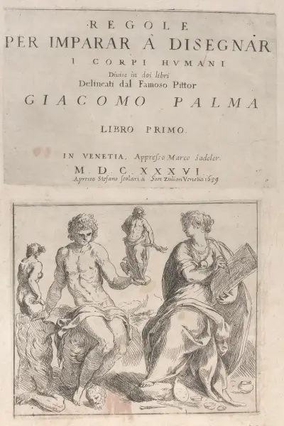 Regler för att lära sig rita den mänskliga kroppen, plansch 01 av Jacopo Palma il Giovane