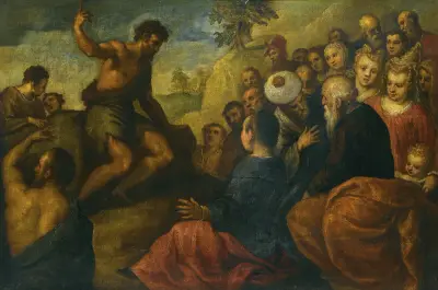 Johannes Döparen predikar av Jacopo Palma il Giovane