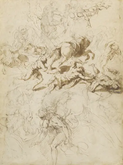 Paulus omvändelse; Adam och Eva av Jacopo Palma il Giovane