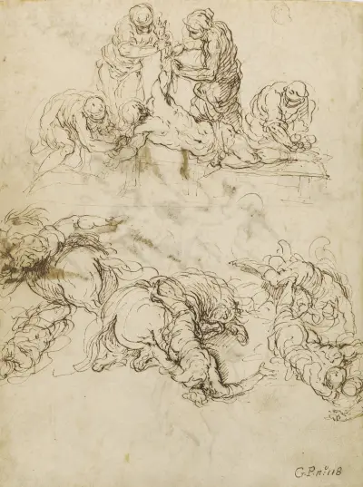 The Martyrdom of Saint Bartholomew; The Conversion of Saint Paul av Jacopo Palma il Giovane