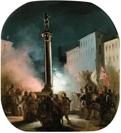 Piazza Colonna, Rome av Ippolito Caffi