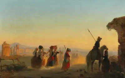 Rome, The Via Appia At Dawn – nr 2 av Ippolito Caffi