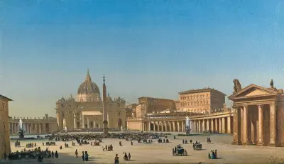 The Benediction Of Pius Ix In St Peter’s Square, Rome av Ippolito Caffi