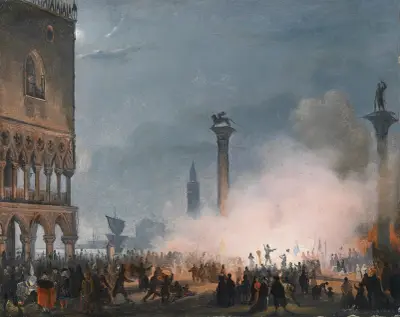 Venedi Piazzetta bei Nacht av Ippolito Caffi