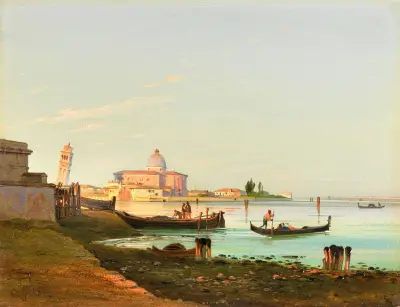 Venice, a View of San Pietro di Castello av Ippolito Caffi