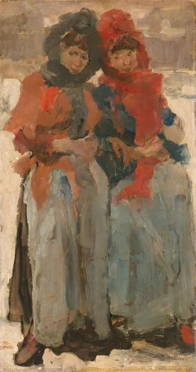 Two Young Women in the Snow av Isaac Israëls