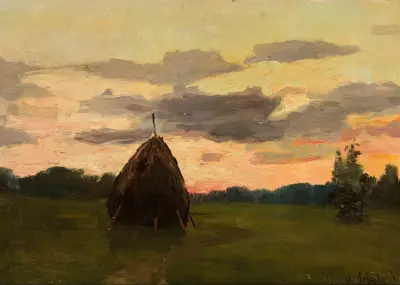Landscape with a haystack von Isaac Levitan