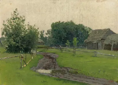 Village road av Isaac Levitan