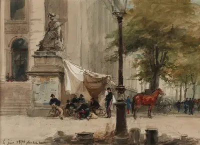 Artilleriläger på Börstorget, 4 juni 1871 av Isidore Pils