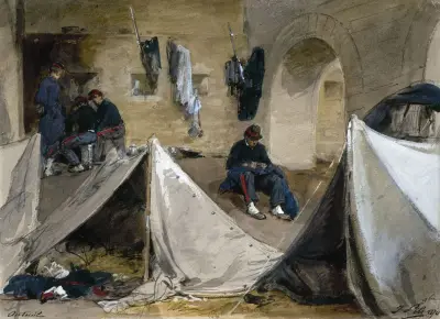 Bretagniska mobilgardisters läger under Auteuilviadukten 1870 av Isidore Pils