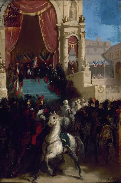 Distribution des aigles et la bénédiction des drapeaux, le 10 mai 1852, au Champ-de-Mars av Isidore Pils