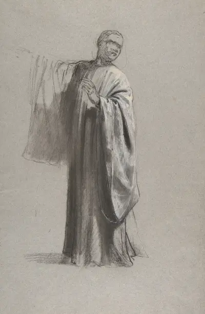 Drapery Study for a Cleric (lower register) av Isidore Pils