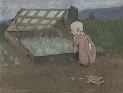 Lillan vid en drivbänk av Ivar Arosenius