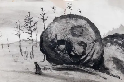 Gumma och en sovande sten av Ivar Arosenius