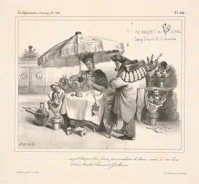 En vacker bukett, välfylld för att önska dina goda kusiner Nicholas-Francois och Guillaume ett gott nytt år av J. J. Grandville