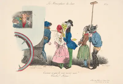 Daily transformations, no. 20; How will these people go on it too, Omnibus!! Madame! av J. J. Grandville