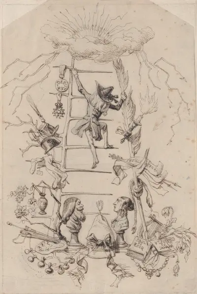 Illustration i Jérôme Paturot av Louis Reybaud (Paris, 1846) av J. J. Grandville
