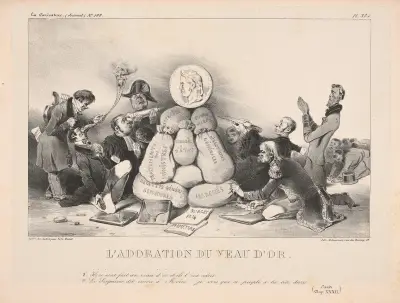 Tillbedjan av guldkalven av J. J. Grandville